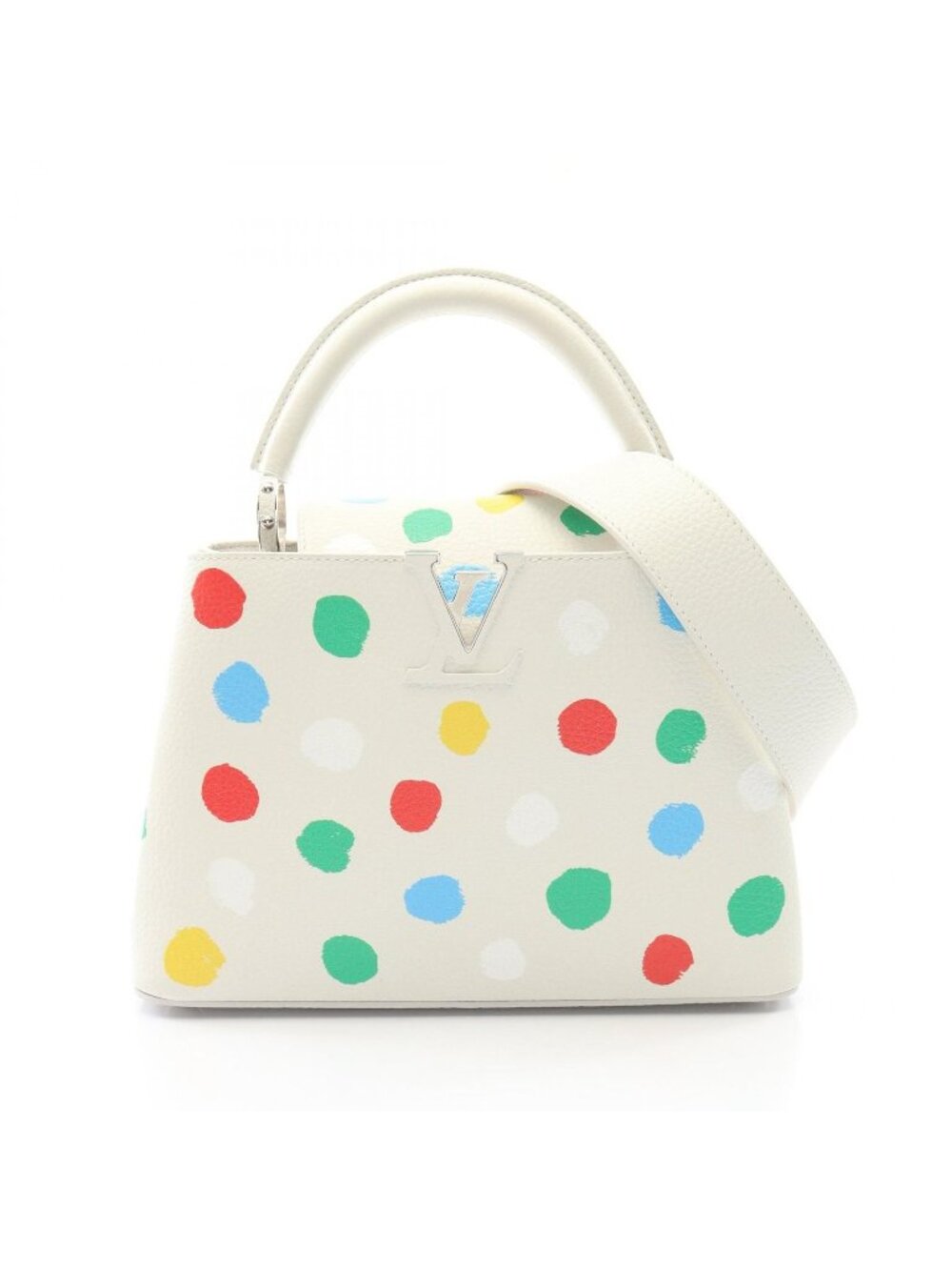 Louis Vuitton Handbag LV YK Capucines BB Painted Dot Yayoi Kusama 2-Way Blanc